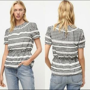 J. Crew Daisy-Chain Peplum Top in Gingham Size M